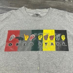 Vintage 90s Ohio State University Sign Language Graphic Flag T-Shirt  Mens‎ XL
